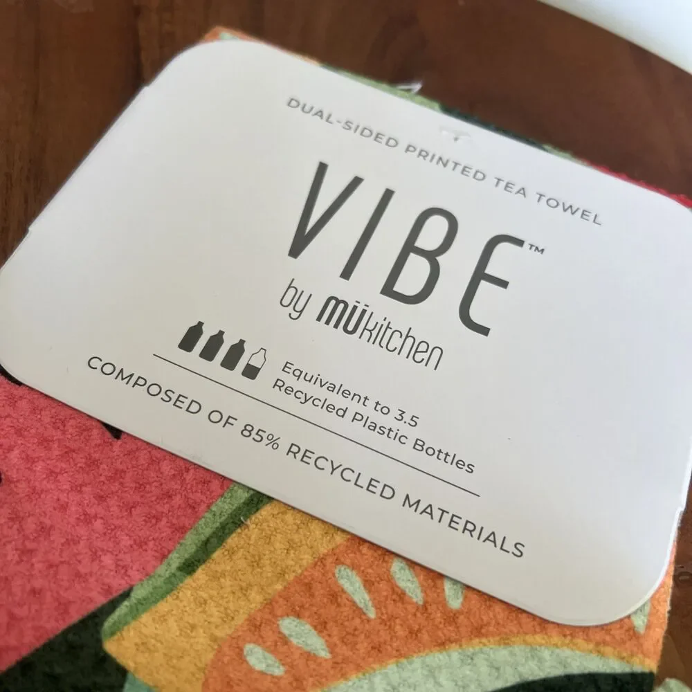 Vibe By MUkitchen Tea Towel Cloths Scrub Watermelon Recycled Material New